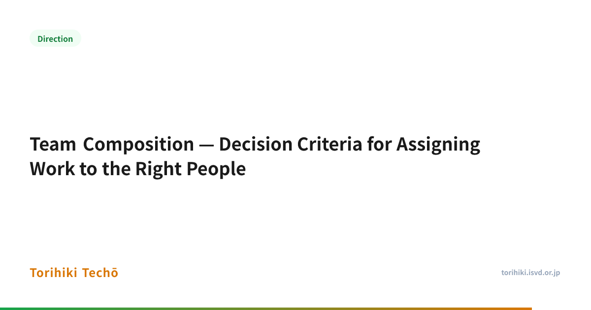 Team Composition — Decision Criteria for Assigning Work to the Right ...