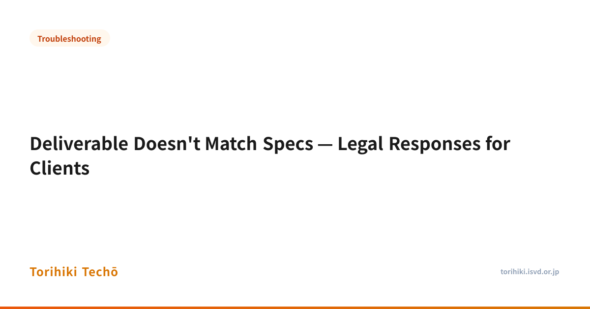 Deliverable Doesn't Match Specs — Legal Responses for Clients ...